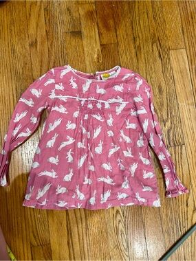 Mini Boden Girls Pink Bunny Rabbit Print Cotton Tunic Top 6-7Y 122cm